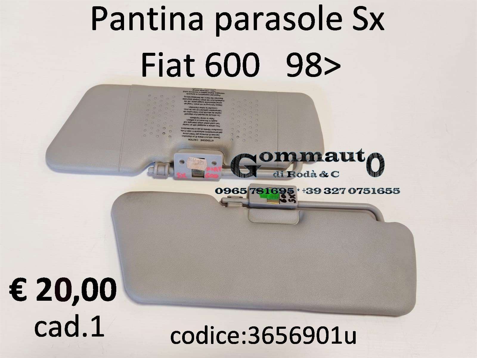 ALETTA PARASOLE SX FIAT SEICENTO 600 GRIGIA 