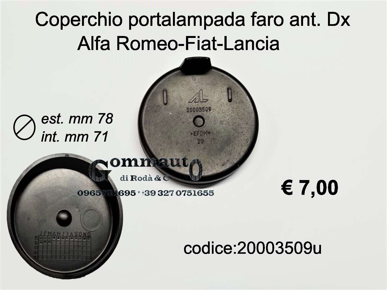 Coperchio portalampada faro Dx Alfa Romeo-Fiat-Lancia