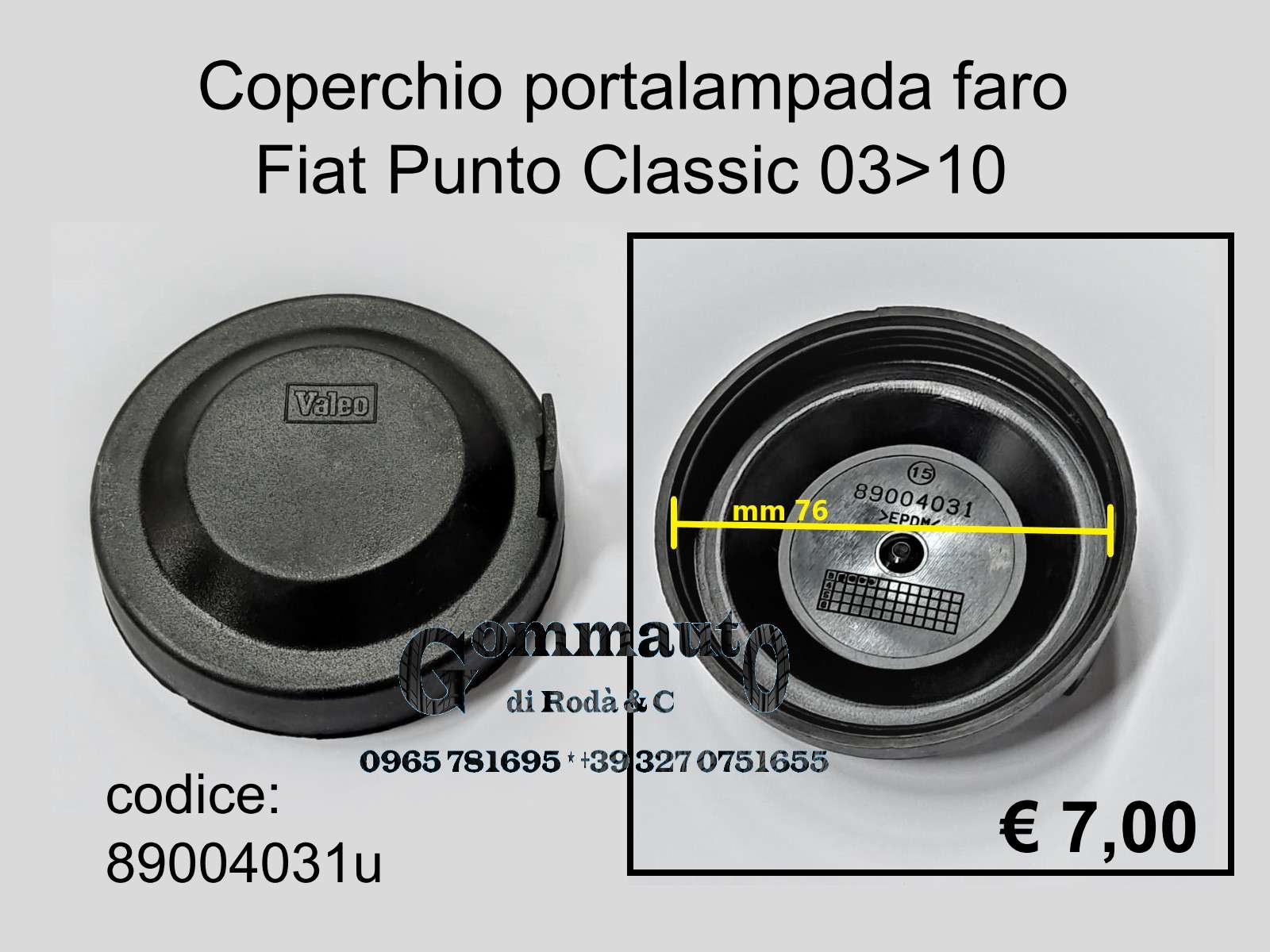 Coperchio portalampada faro Fiat Punto Classic
