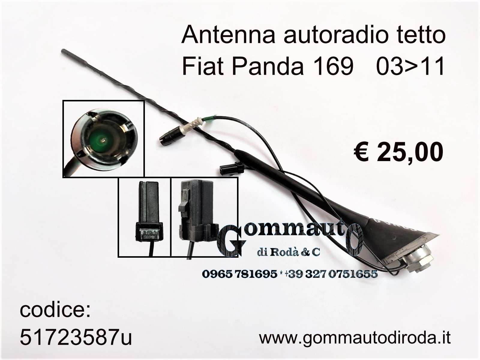Antenna autoradio tetto Fiat Panda 169